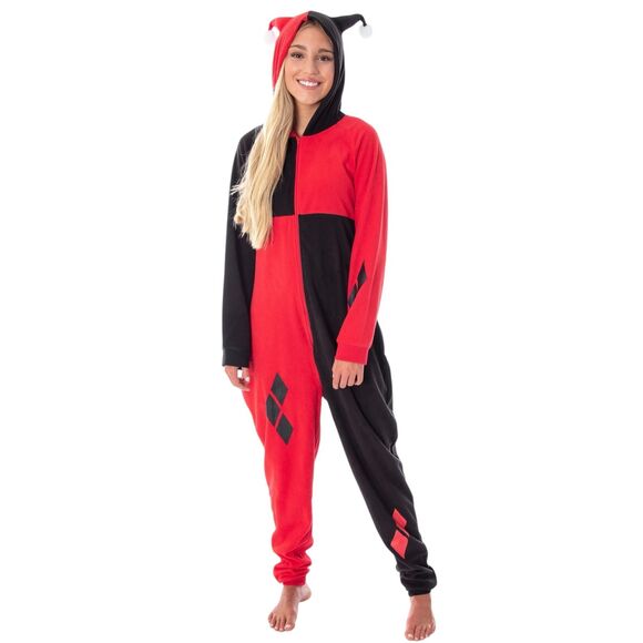 DC Comics Classic Harley Quinn Kigurumi Union Suit Onesie One-Piece Costume PJs - Picture 1 of 13